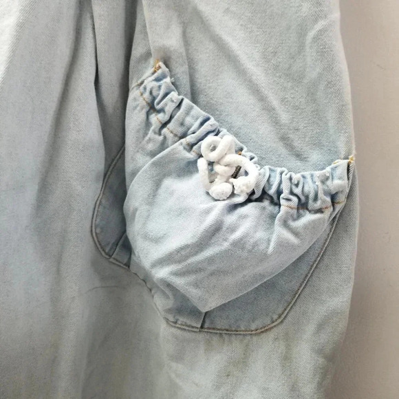 VINTAGE Handmade Baby Doll Jean Coveralls Patchwork Crop L - Picture 14 of 16